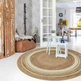 thumbnail image 3 of Ripaz Vogue Jute Rug Hand Woven Round Beige + White Border Living Room Area Rug, Farmhouse Rug (5 Feet Diameter), 3 of 5