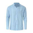 thumbnail image 3 of JTieacloth Button Up Dress Shirt with Pocket Men's Long Sleeve Shirt Casual Solid Holiday Cardigan Shirts Tops Blue, 3 of 5