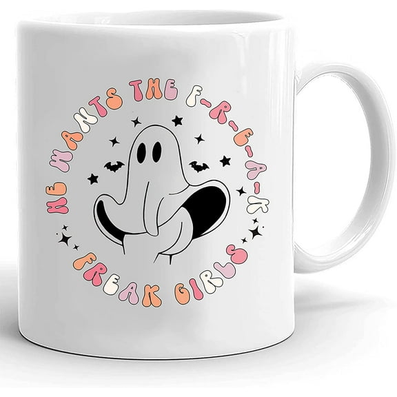 He Wants The Freak Girl Mug, Freak Girl Coffee Cup Gifts For Girlfriend Boyfriend, Gifts On Halloween Spooky Season Boo Spooky Mug Pumpkin Fall Mugs Ghost Mugs Coffee Halloween Cup, Funny Ghost Mug