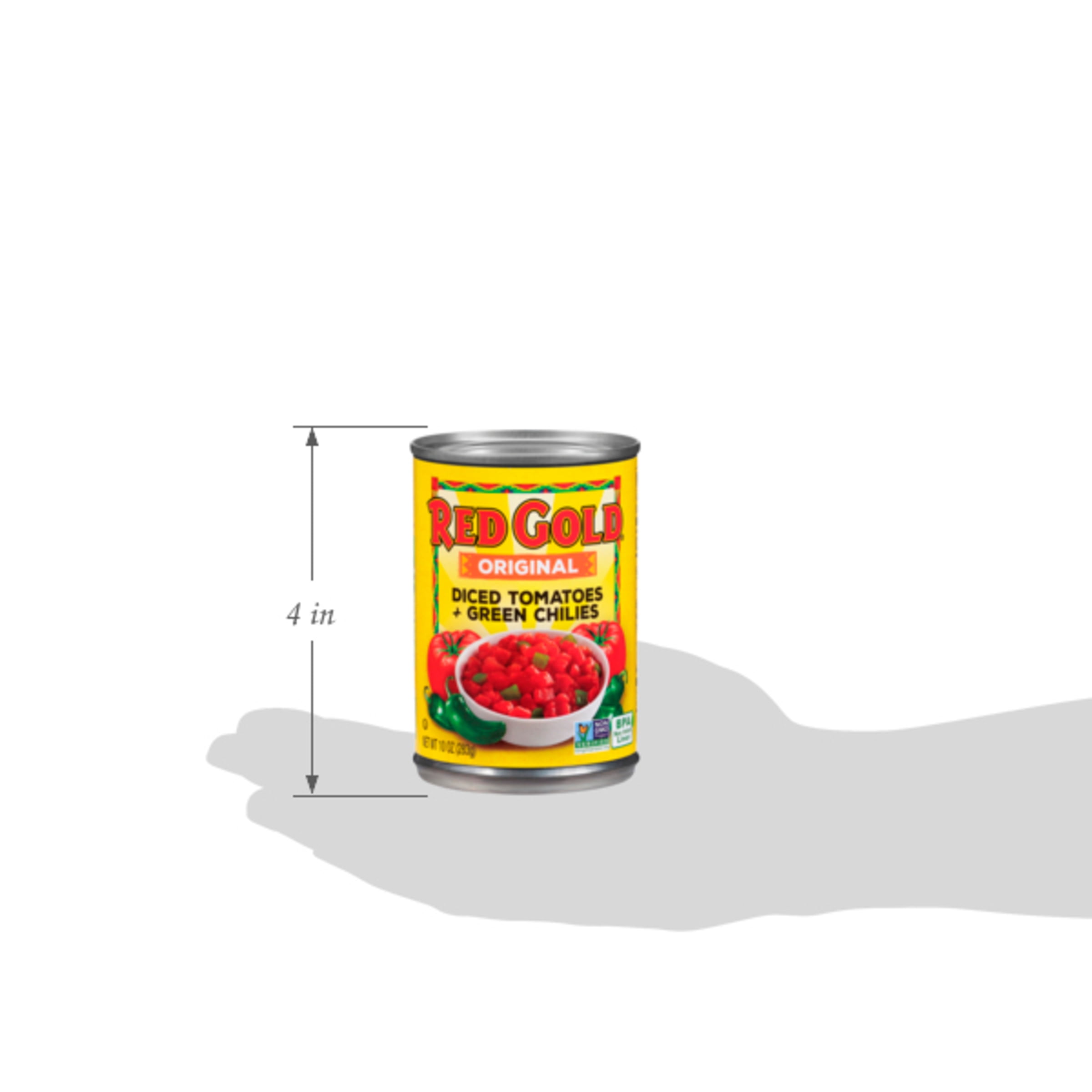 (12 pack) Red Gold Original Diced Tomatoes with Green Chilies, 10 oz Can