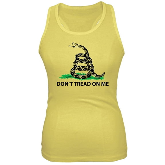 Don't Tread On Me Gadsden Flag Juniors Yellow Tank Top - Medium