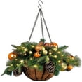 thumbnail image 3 of 2 PCS Christmas Basket Artificial Christmas Hanging Basket,Mixed Front Door Frosted Berry Christmas Pre lit Garland Decor,LED Wreath Basket for Indoor Outdoor Home Party Christmas Decorations, 3 of 5