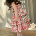 thumbnail image 5 of PINQI Birthday Dress for Baby Girls Tea Party Dress Summer Three Tiered Hemline Long Dress Kids Floral Girls Beach Sundress for 1 To 6 Years, 5 of 9