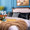 thumbnail image 3 of Kelnaro 2 Pack Satin Pillowcases Standard Size 20"x26", Ultra Silky Soft Breathable Pillow Cases, Hair & Skin Friendly, Black Marbling, 3 of 5