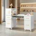 thumbnail image 2 of UBesGoo Salon Manicure Table Makeup Nail Desk for Nail Tech with Wrist Cushion Particle Board White, 2 of 10