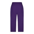 thumbnail image 7 of COBKK Capris Lounges Pants in Clearance Women's Fashion Casual Loose Soft Solid Color Mid Waist Thin Lace Up Pants Wide Leg Capris J-101 Purple 3XL, 7 of 7
