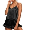 thumbnail image 2 of Baywell Satin Pajamas Women Sleepwear Sexy Silk Satin Ruffled Shorts Sets Soft Sleep Camisole Nightwear, 2 of 8