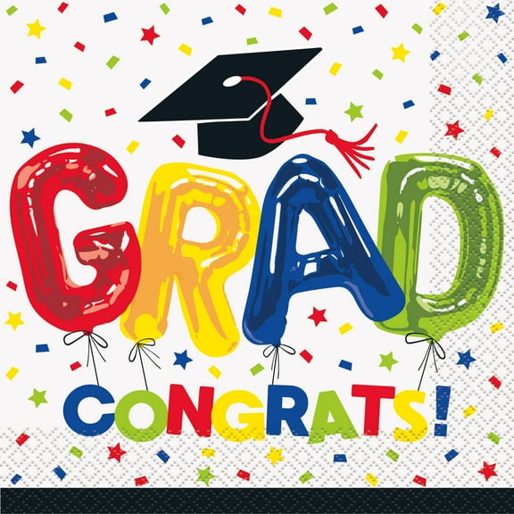 Congrats Grad Paper Luncheon Napkins, 6.5in, 16ct