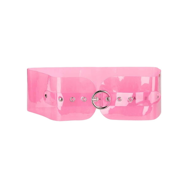 Cinturones transparentes para mujeres INSPIRE CHIC para vestidos, cinturones anchos con hebilla redonda rosa
