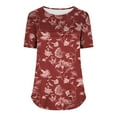 thumbnail image 4 of Lydiaunistar Hauts de Printemps pour Femmes Grande Taille Manches Courtes Col Rond Blouse en Polyester Imprimé T-Shirt, Léger Doux pour Usage Quotidien pour Femmes Rouge, 4 of 5