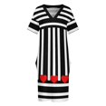 thumbnail image 3 of Vestido de noche para mujer rayas blancas y negras corazones rojos bolsillo Suelto, 3 of 6