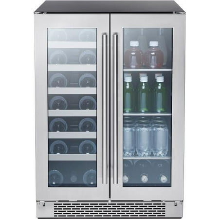 Zephyr - Presrv 24 in. 21-Bottle Wine and 64-Can Beverage Cooler - Stainless Steel/Glass
