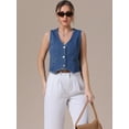 thumbnail image 3 of DARING DIVA Women's V Neck Waistcoat Top Casual Jean Vests M Blue, 3 of 7