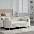 thumbnail image 3 of YWEN 77.2" Chenille End of Bed Bench Chaise Lounge, Upholstered Bedroom Bench with Arms & Bolster Pillows, Rubberwood Legs for Living Room Apartment Guest Room, 3 of 9