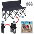 thumbnail image 2 of SUNNYOUTDOOR 3 Seater Portable Folding Bench Seat Collapsible Soccer Bench, Portable Bench Seats for Bleachers, Camping, Sideline, with Carrying Bag, Black, 2 of 4