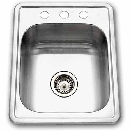 Houzer A1722-7BS-1 ADA Glowtone Series Topmount Single Bowl Stainless Steel Bar/Prep Sink, 3 (Best Rated Stainless Steel Sinks)