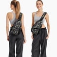 thumbnail image 6 of Sling Backpack,Halloween Skeleton Ghost Pattern Sling Bag with Water Bottle Holder,Waterproof Sling Bag for Men/Women with Headphone Jack for Hiking,Travel, 6 of 6