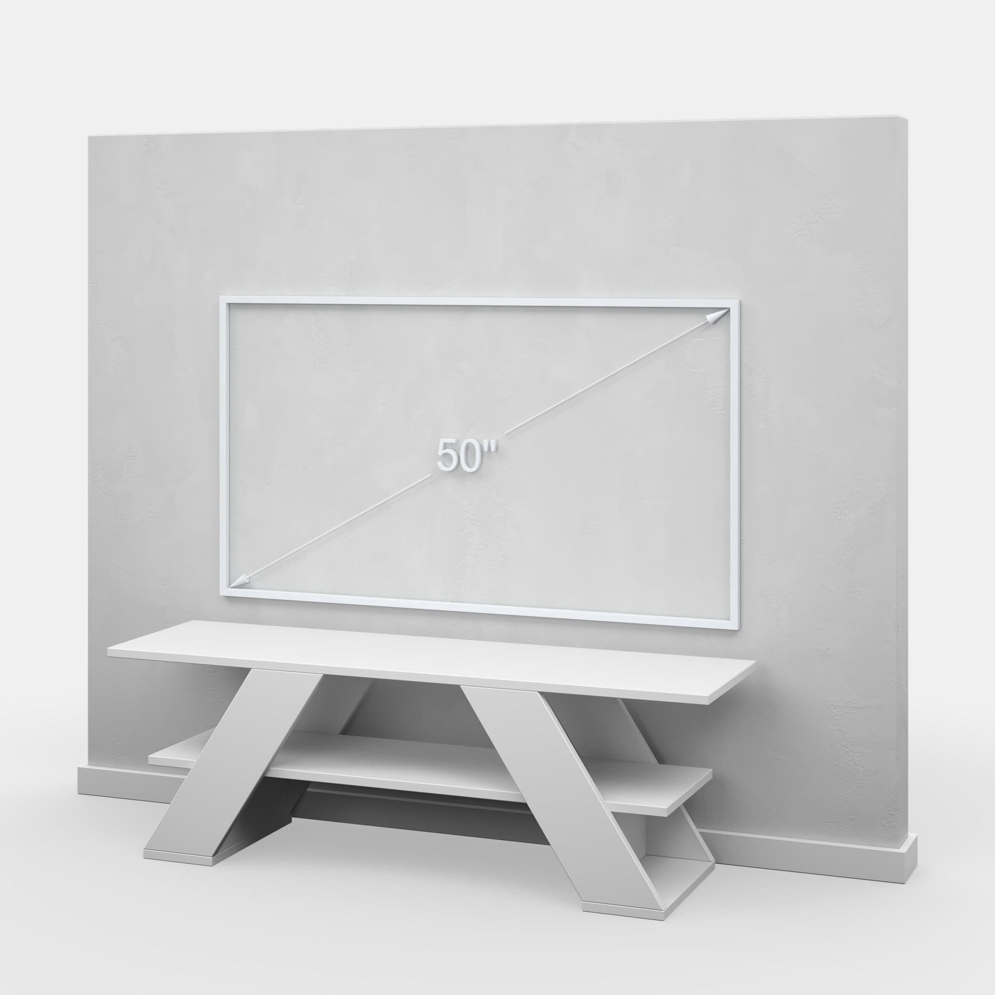 Ada Home Decor Furniture for TVs up to 53" 1 Tier Open Shelf White Tioga Modern TV Stand