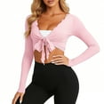 thumbnail image 3 of Byworldtasic Womens Wrap Tie Tops Long Sleeve Workout Crop Wrap Shirts Casual Lightweight Yoga Active Tops, 3 of 6