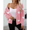 thumbnail image 6 of Cardigans for Women Heart Print Valentine's Day Sweaters Loose Casual Button Down Long Sleeve Open Front Knit Cardigans Alsol Lamesa, 6 of 6
