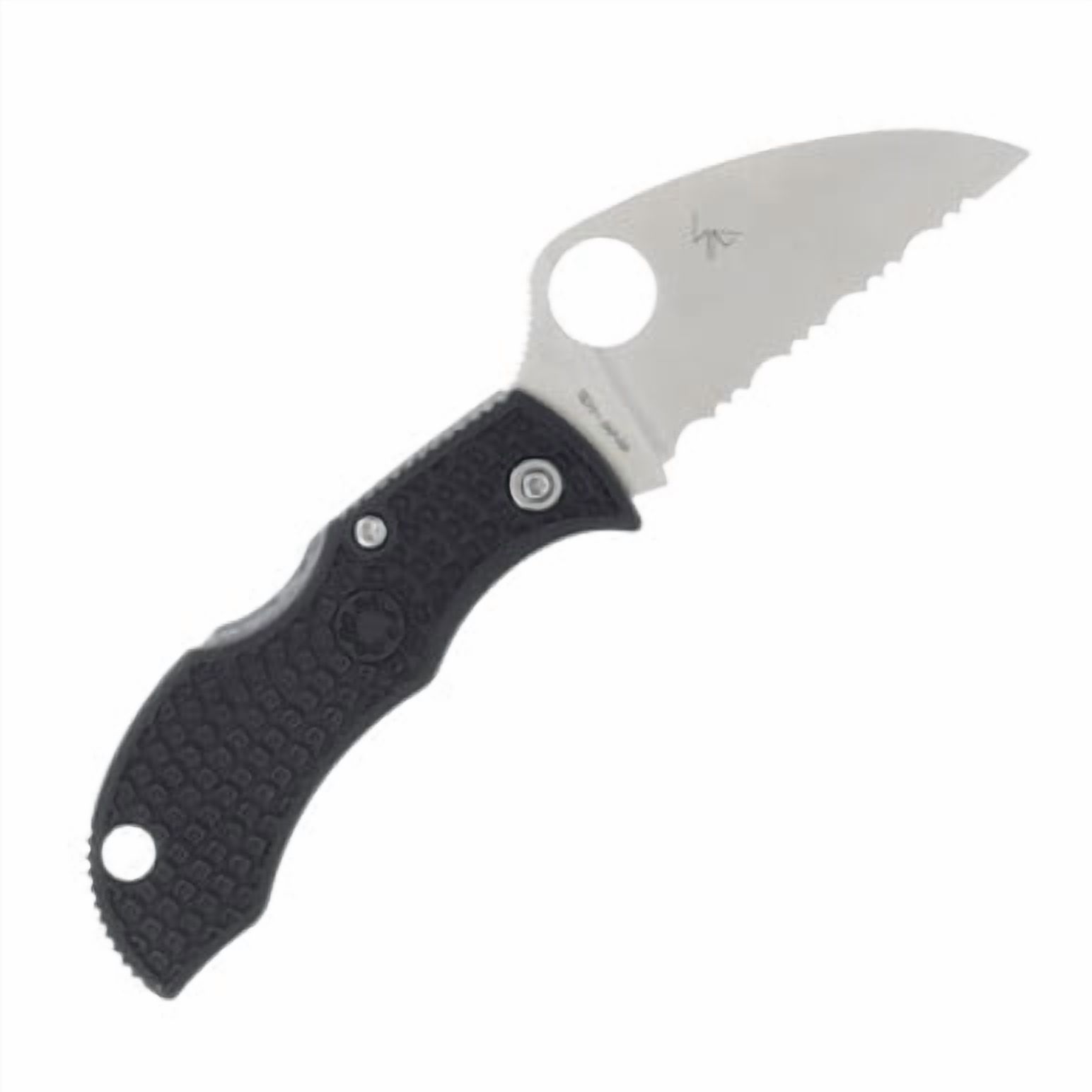 Spyderco Manbug Folding Knife 1.97" VG10 Satin Serrated Blade, Black FRN Handles