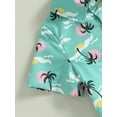 thumbnail image 6 of Coduop Kids Boys Gentleman Outfits Summer Coconut Tree Print Short Sleeve Button Up Shirt and Casual Elastic Shorts Set, 6 of 9