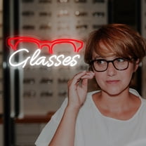 UPONRAY Glasses Custom Neon Signs, Usb Powered with Adjustable Brightness Wall Decor for Gifts, Cool White, 18 inch