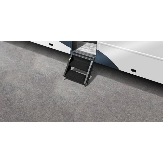 Prestofit Entry Step Rug 2-0500 TRAILHEAD; Fits MORryde Gen 2 Step Above 2 Step; 17-1/2 Inch Width; Obsidian Black; 2 Piece
