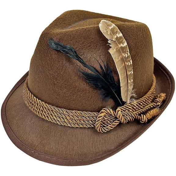 Byfri Felt Trilby Fedora Hat Jazz Style Oktoberfest Festival Hat for Men 24x12.5x28.5cm