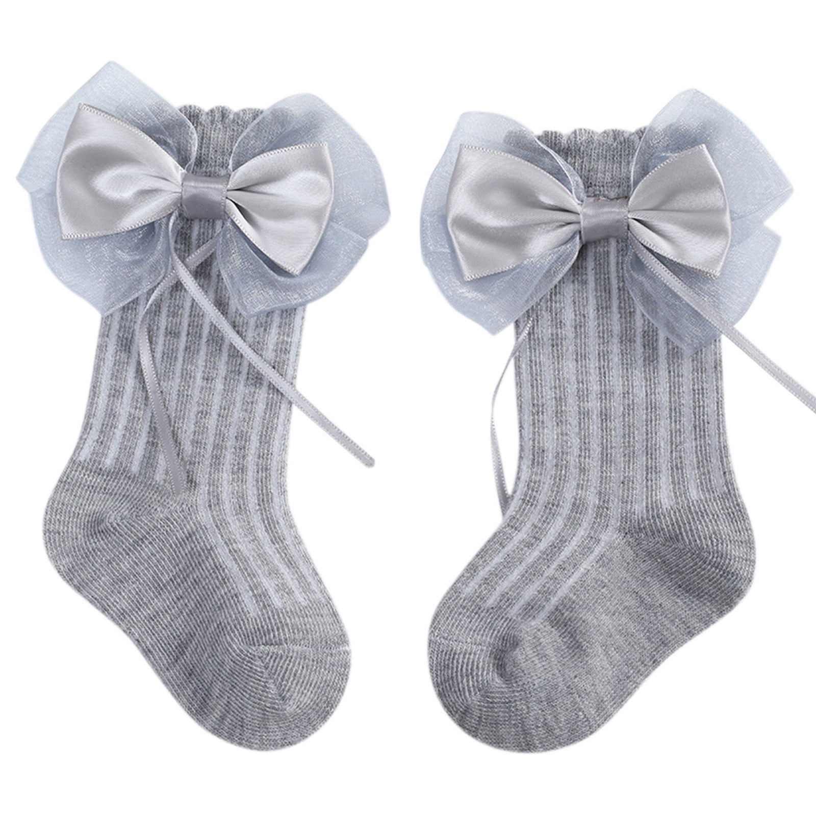 Kids Socks Bow Shoes Princess Floor Socks Gray S