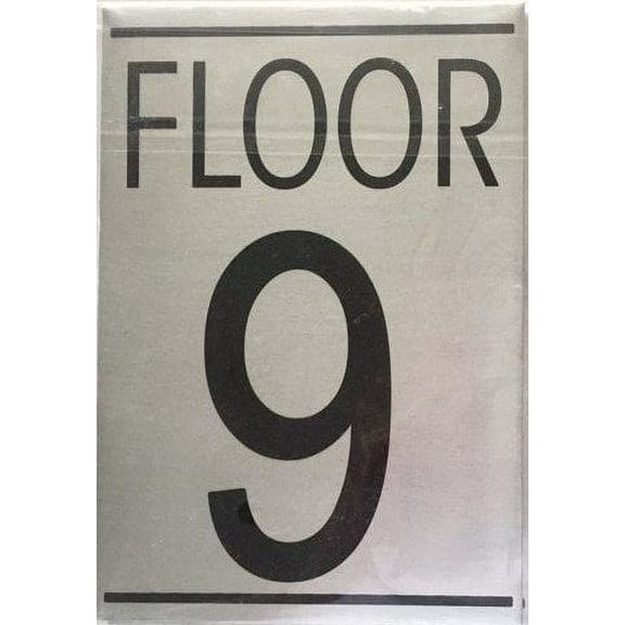 FLOOR NINE (9) SIGN (BRUSHED ALUMINUM)