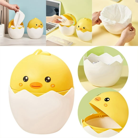 Lloopyting Clearance Kitchen Trash Can Little Cute Chicken Desktop Trash Can Home Office Study Clamshell Plastic Storage Bucket Garbage Can Cleaning Supplies