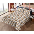 thumbnail image 4 of Ambesonne Tiger Fitted & Flat Sheet with Shams 4 Pcs Set, Exotic Wild Heads Geometric, Calking, Ivory Orange Rose, 4 of 5
