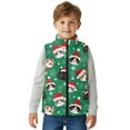 thumbnail image 5 of Xixirimido Cats with Christmas Hat Green Pattern Boys Girls Fleece Vest Sleeveless Stand-up Collar Jacket with Pockets Full-Zip Fall Winter Warm Outerwear for 3T, 5 of 7