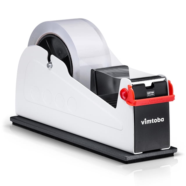 Dispensador de cinta adhesiva Vimtoba Heavy Duty para escritorio, 5 cm, rollo doble
