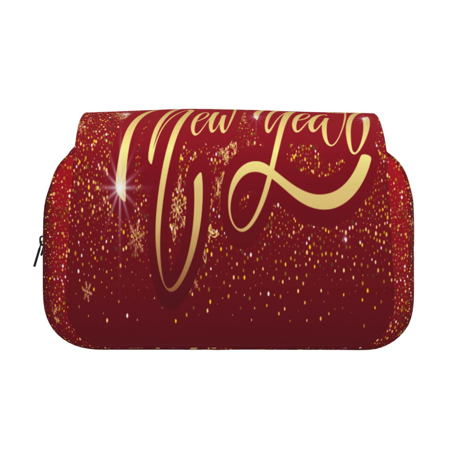 Rateoe Happy New Year Pattern Double Clamshell Pen Case, Storage Organizer with Two Zipper Compartments– Holds Up to 50 Pencils & Pens