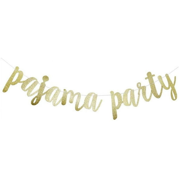 Pajama Party Gold Glitter Banner for Pajama Theme Party Sign Garlands Supplies