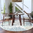 thumbnail image 4 of Blue Coral Coastal 5ft Round Rug, Summer Beach Shell Conch Ocean Non-Skid Rubber Backing Large Area Rugs - Living Room Bedroom Home Office, Indoor Floor Mat Carpets Washable Rug, 4 of 9