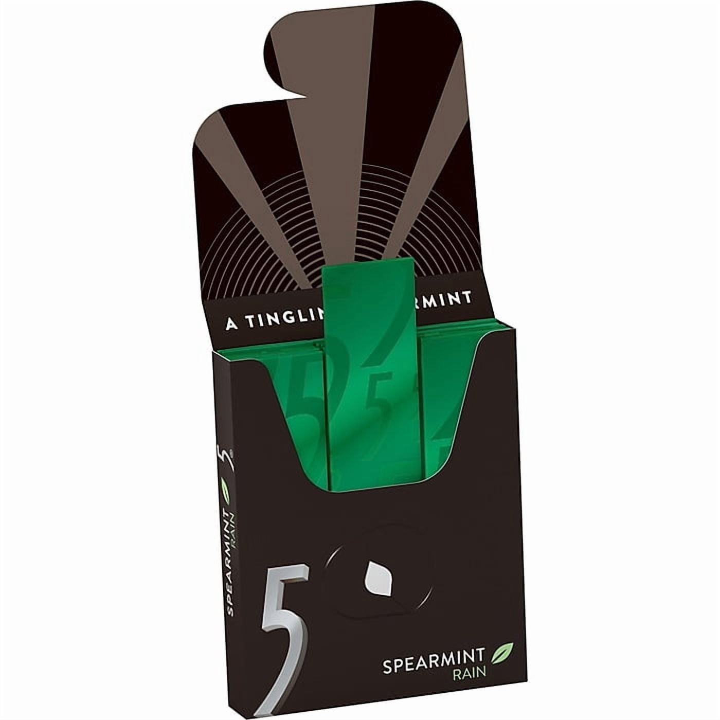 5 Gum Sugar Free Gum, Spearmint Rain, 10 ct Pack of 2