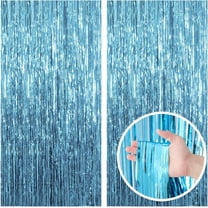 LQQBOX 3 Pack 3.28 x 6.56 FT Blue Foil Fringe Curtains Party Decorations, Tinsel Curtain Backdrop for Parties, Door Streamers, Glitter Streamer Fringe Backdrop for Birthday Decoration