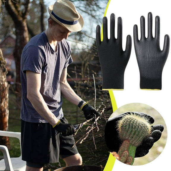 YZEGDCH 3 Pairs of Horticultural Gloves for Men Women,Nylon Palm Coating,Dip Coating,Anti-skid,Garden Electronic Working Gloves,Gift for Men Women
