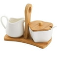thumbnail image 1 of And Creamer Set With Lid & Spoon Ceramic Cream Jug And With Wood Handle Coffee Serving Set Hy, 1 of 5