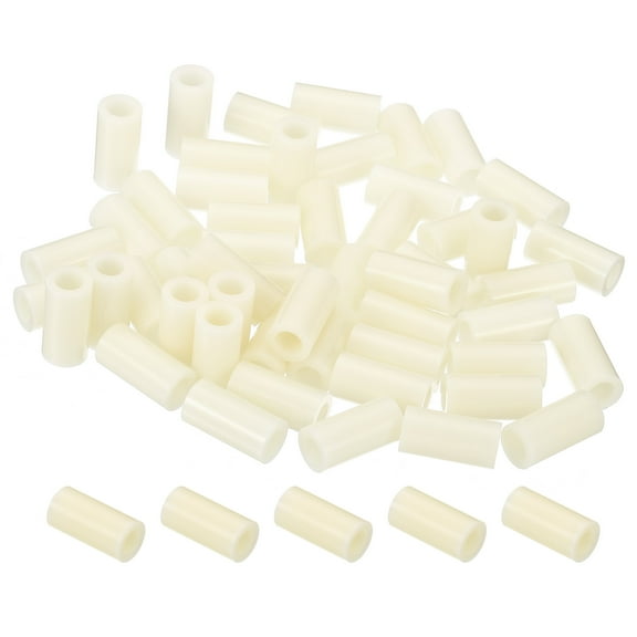Uxcell 5.2mm ID x 9mm OD x 18mm L Round Spacers Washers, 50 Pack ABS Plastic Standoff Gaskets for M5 Screws, Beige