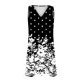 thumbnail image 4 of FcBaudy Robe Sans Manches Col en V, Robes pour Femmes, Robes d'Été pour Femmes Mode Robe Sans Manches Col en V Confort d'Été Imprimé Décontracté Ample Couverture de Viande Robe Débardeur Femme, 4 of 5