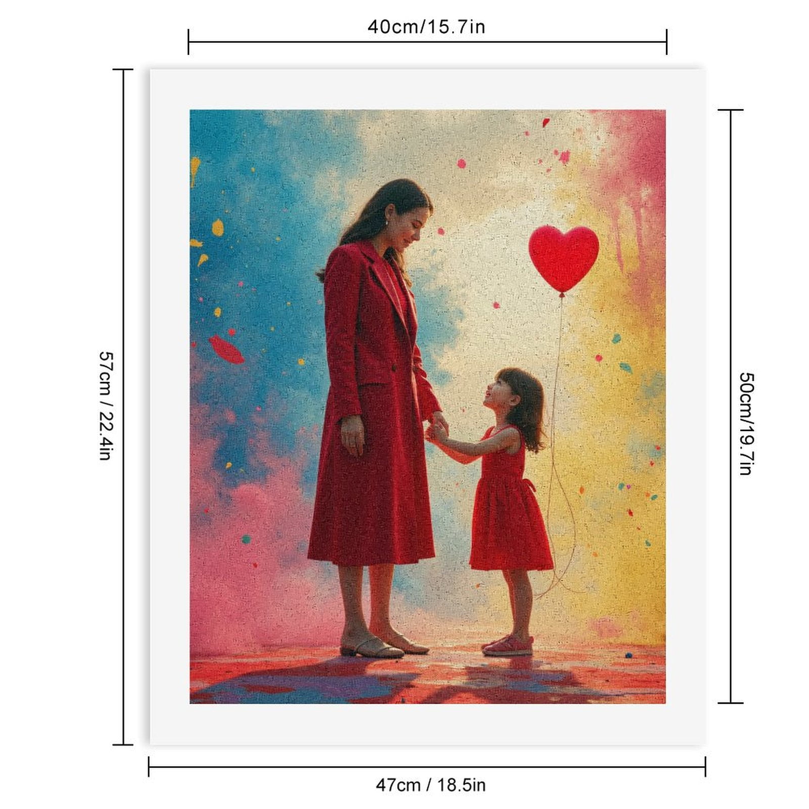 Paint By Numbers Kit for Adults Beginner - Mother Daughter Red Balloon Moment DIY Canvas Painting Kits for Adults, Frameless Paint By Number for Adults for Home Wall Decor 16x20 Inch