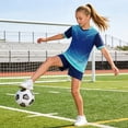 thumbnail image 2 of Vornjynx Boys Active Outfit Sets Short Sleeve Tee and Breathable Shorts Quick Dry Comfort Breathable Kids Summer Basketball Soft Activewear 2 Piece Blue Size 2, 2 of 9