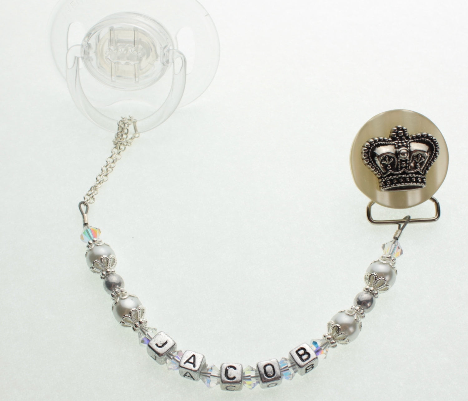 Personalized Name Crown Pacifier Clip