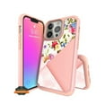thumbnail image 2 of For Apple iPhone 13 Pro (6.1") Luxury Fashion Pattern Design Slim Hybrid Grid Bumper Rubber TPU & Hard Back PC Protective Phone Case Cover [Pink Floral Marble], 2 of 8
