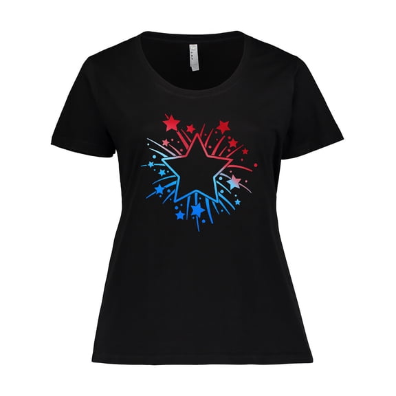 Inktastic Fourth of July Star Firework Women's Plus Size T-Shirt