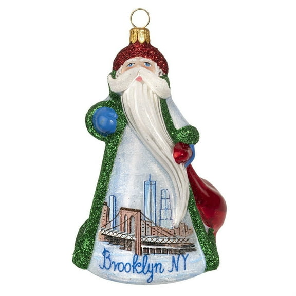 Joy to the World Glitterazzi Brooklyn New York Santa Claus Polish Glass Ornament